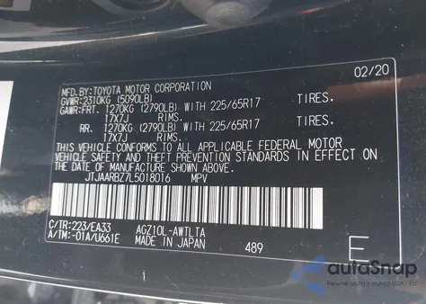 2020 Lexus Nx 300 from USA, damaged, VIN JTJAARBZ7L5018016